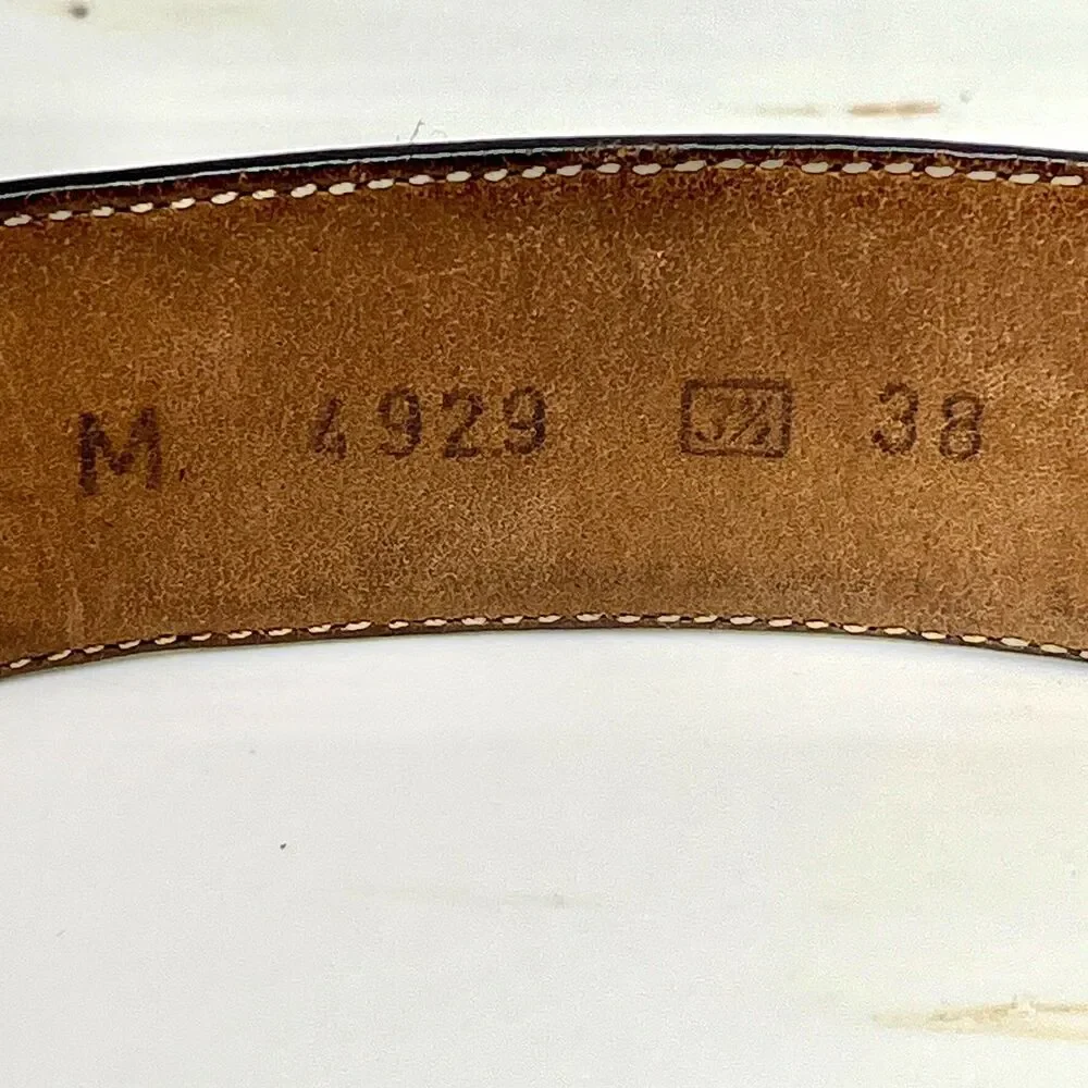Mocha Dark Brown Spanish Leather Belt Mezlan Mens Size 38 M Herringbone Weave